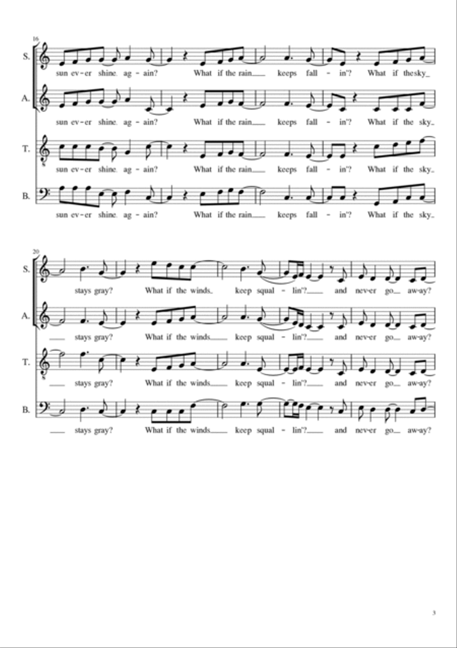 Will The Sun Ever Shine Again 4-Part scores gallery preview page 3