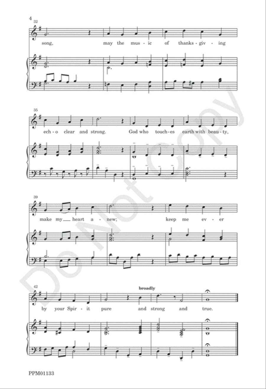 God Who Touches Earth With Beauty Children's Choir scores gallery preview page 7