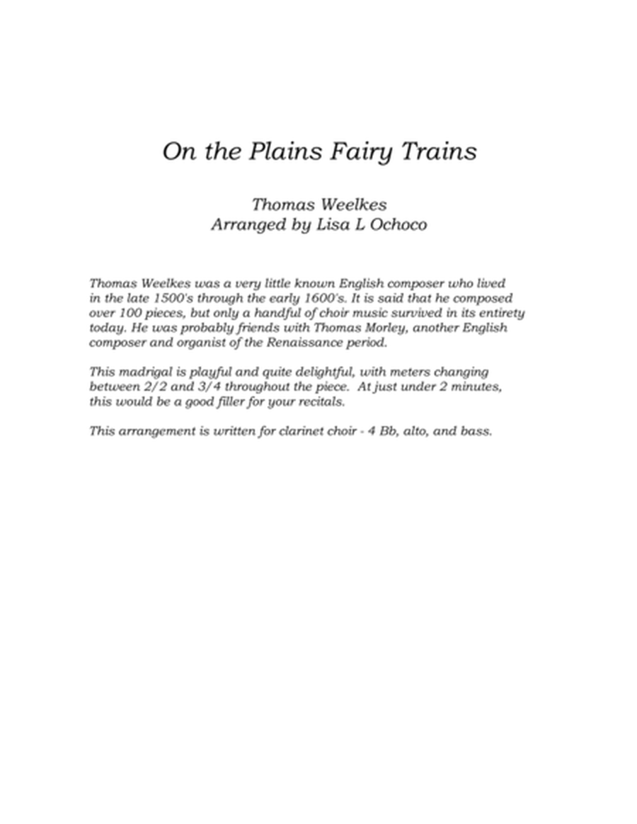 On the Plains Fairy Trains for Clarinet Choir image number null