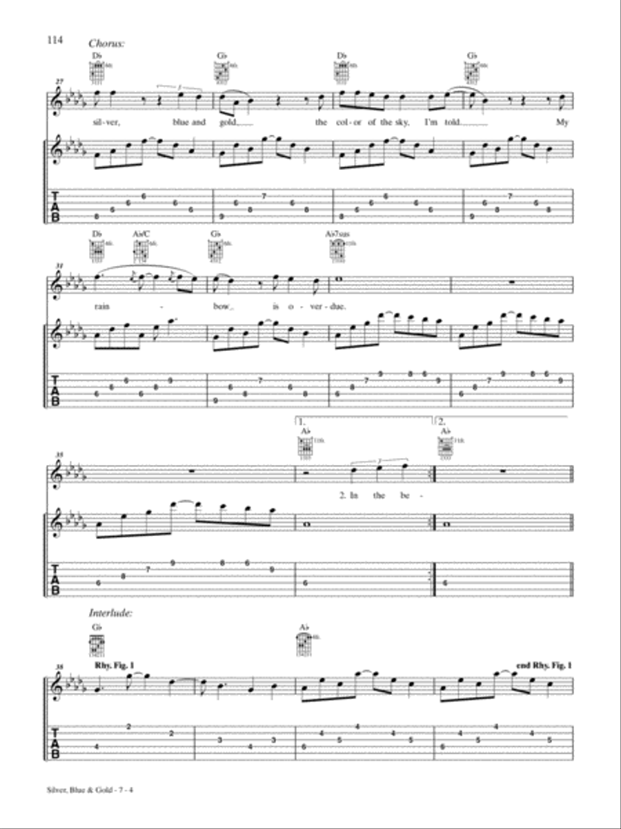Silver, Blue & Gold Guitar Tablature scores gallery preview page 4
