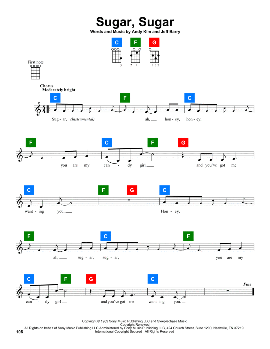 Sugar, Sugar Sugar, Sugar Ukulele scores gallery preview page 1