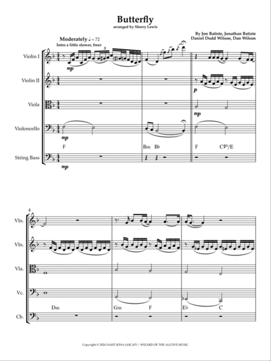 Butterfly Butterfly String Quintet scores gallery preview page 3