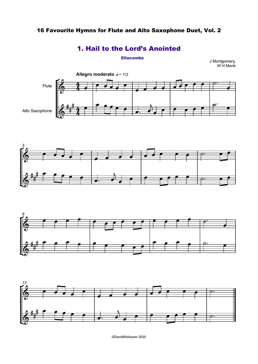 16 Favourite Hymns Vol.2 for Flute and Alto Saxophone Duet by