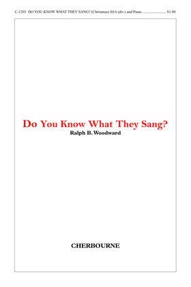 Book cover for Do You Know What They Sang?