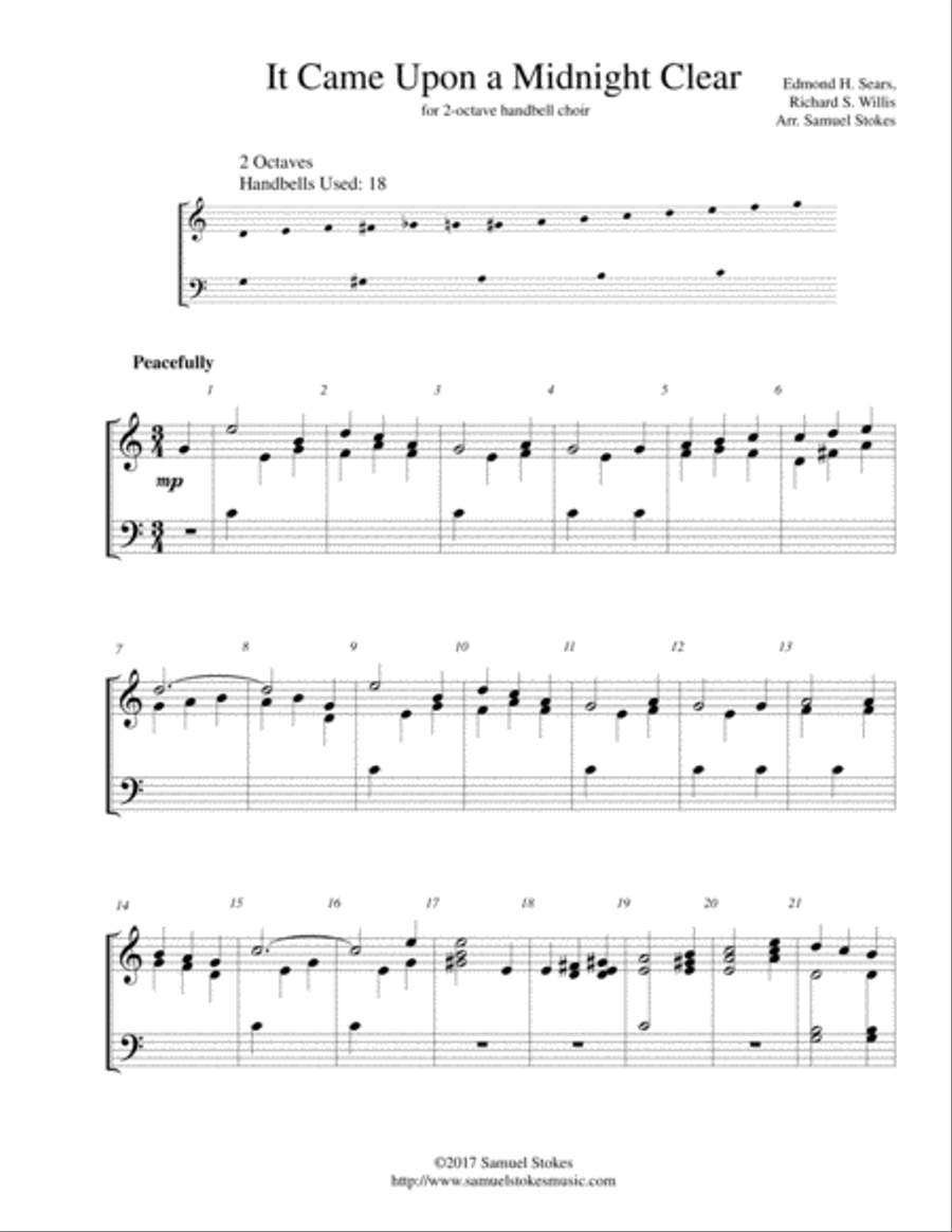 It Came Upon a Midnight Clear (It Came Upon the Midnight Clear) - for 2-octave handbell choir 2-Octaves scores gallery preview page 1