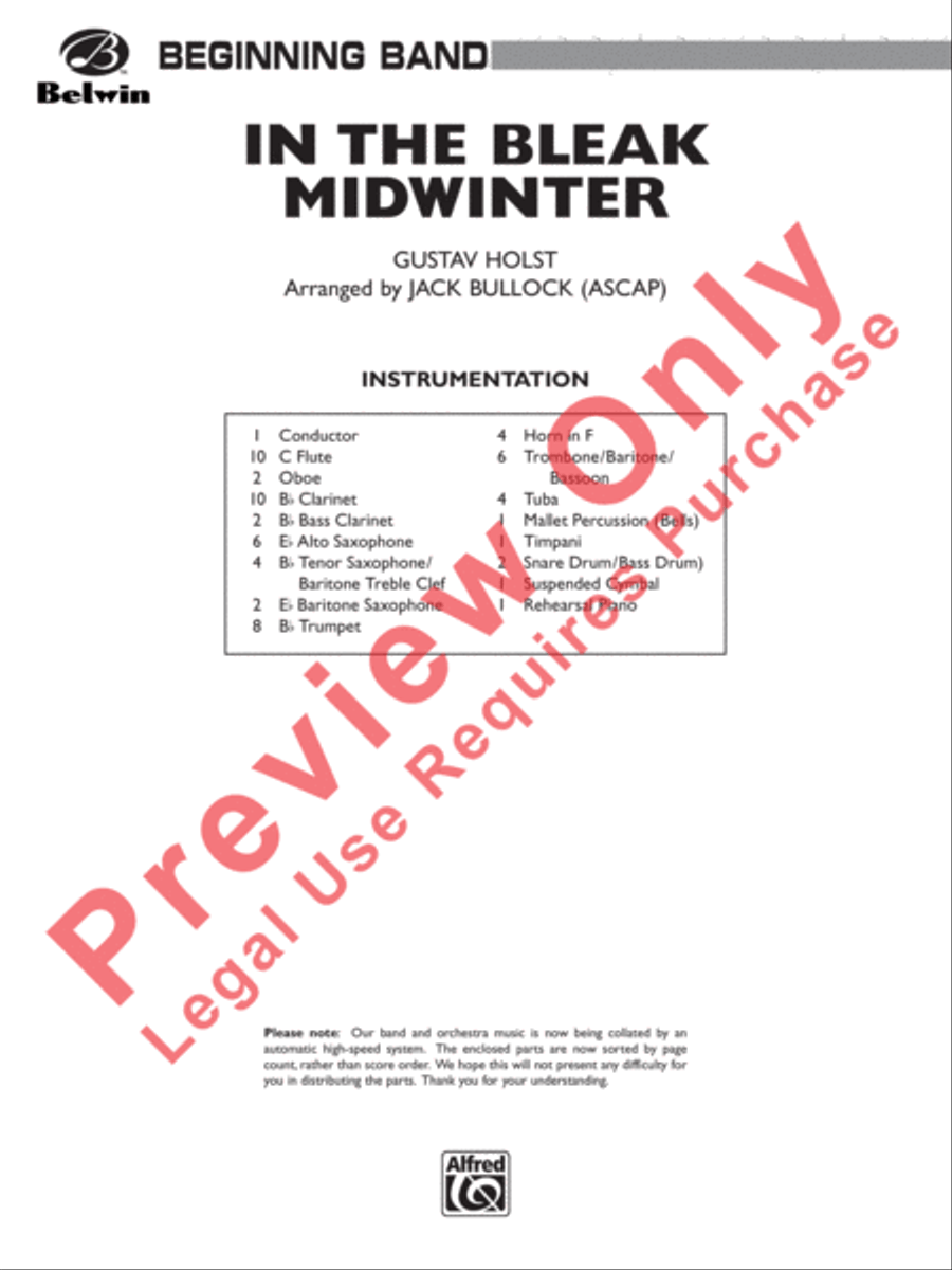 In the Bleak Midwinter Concert Band scores gallery preview page 2