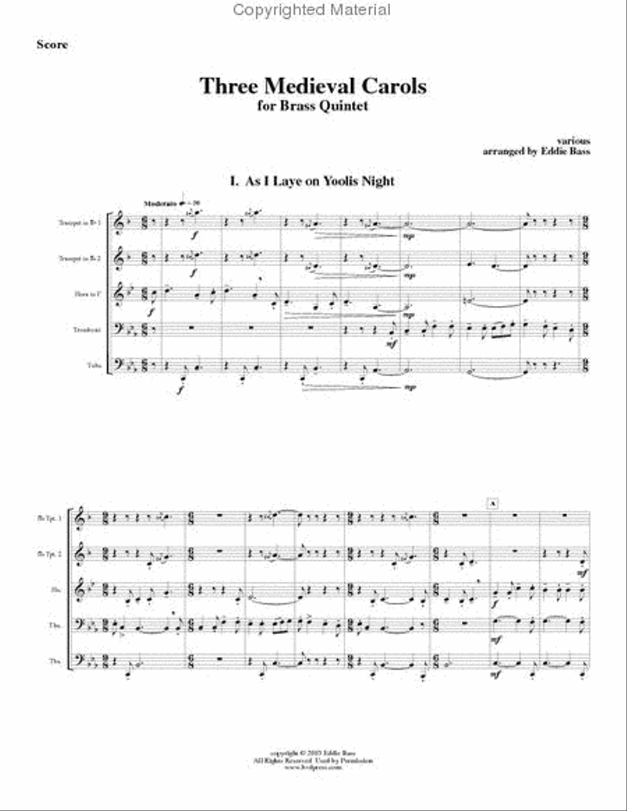 3 Medieval Carols Brass Quintet scores gallery preview page 2