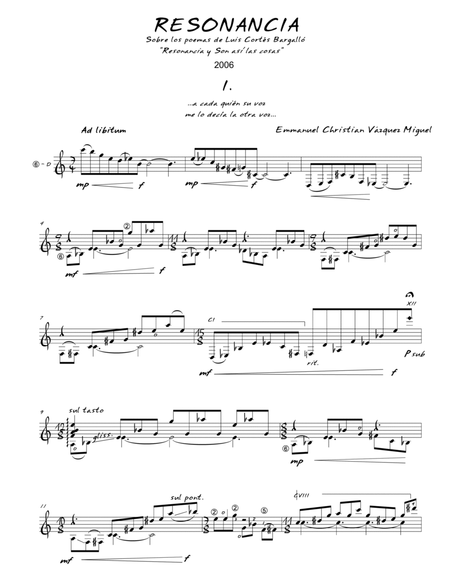 Resonancia Acoustic Guitar scores gallery preview page 1