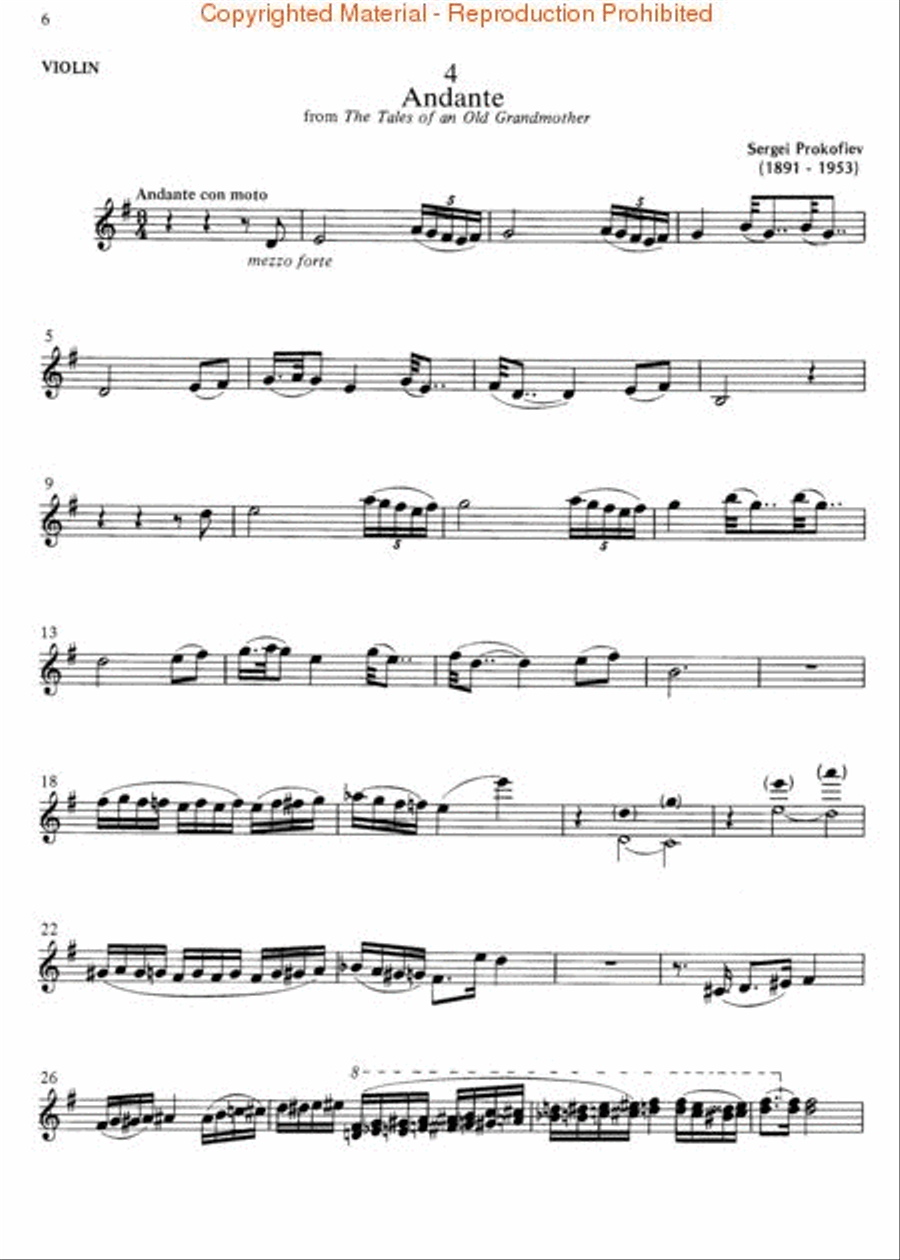 Four Russian Pieces Violin Solo scores gallery preview page 2