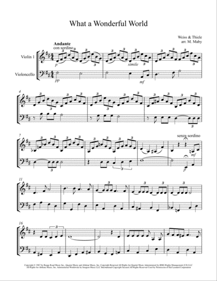 What A Wonderful World String Duet scores gallery preview page 1
