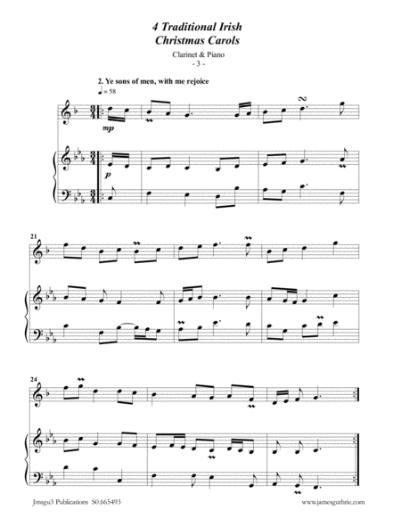 4 Traditional Irish Christmas Carols for Clarinet & Piano image number null