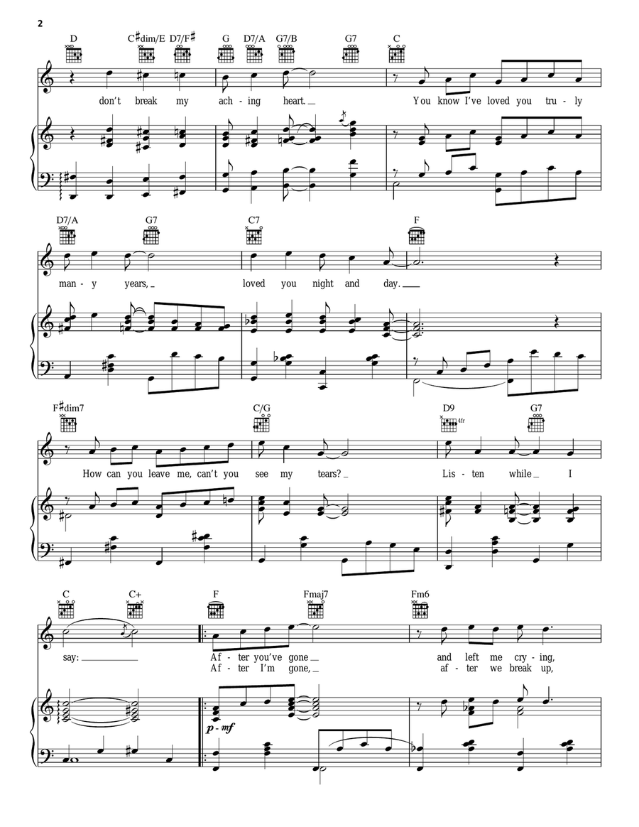 After You've Gone Piano, Vocal, Guitar scores gallery preview page 2