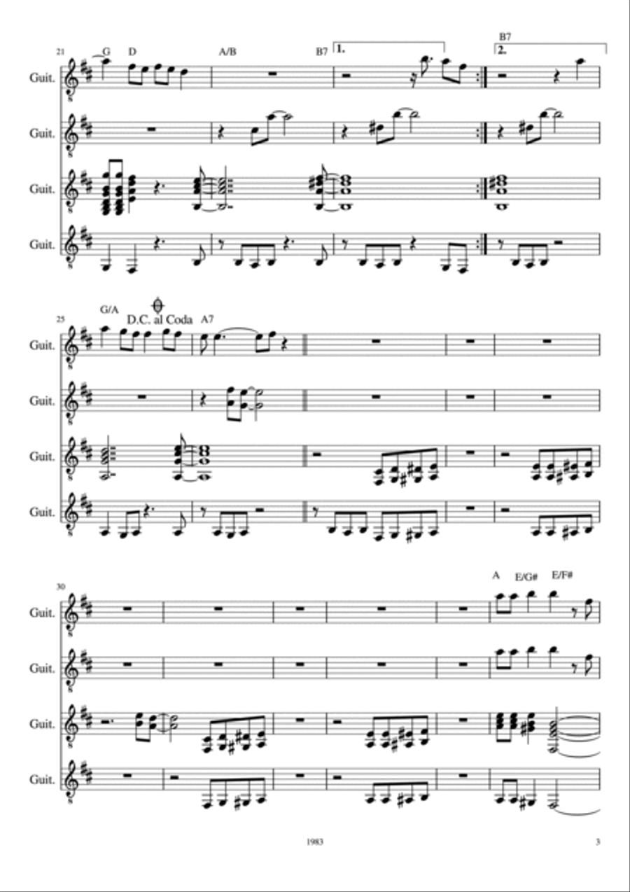 P.y.t. (pretty Young Thing) Guitar Ensemble scores gallery preview page 3