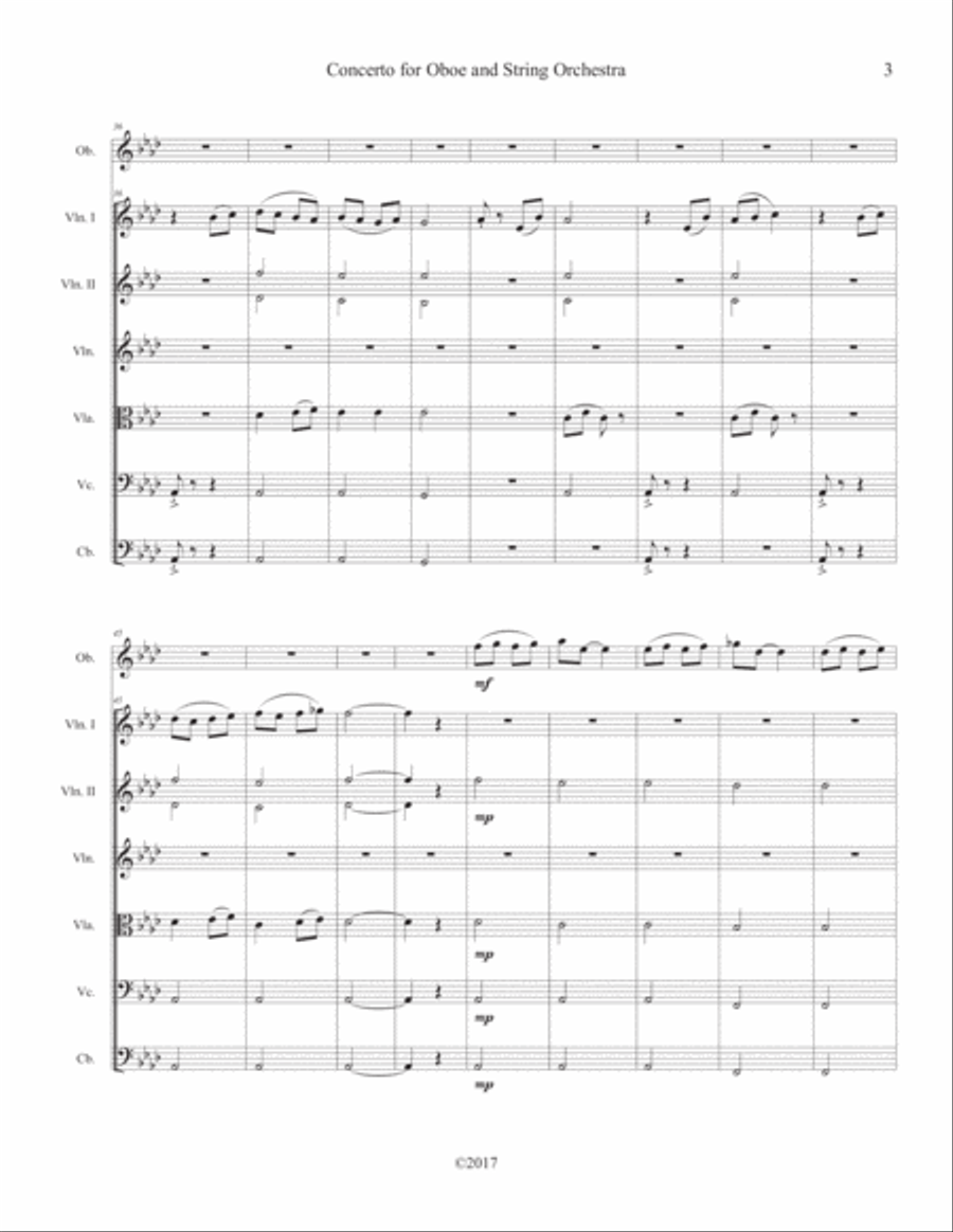 Far and Away: Concerto for Oboe and String Orchestra in A flat Major (8 1/2 x 11) Chamber Orchestra scores gallery preview page 6