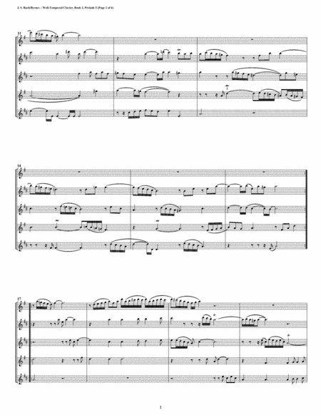 Prelude 05 from Well-Tempered Clavier, Book 2 (Saxophone Quintet) image number null