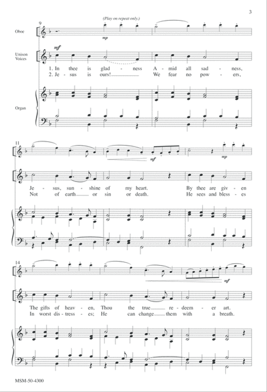 In Thee Is Gladness Unison Choir scores gallery preview page 3