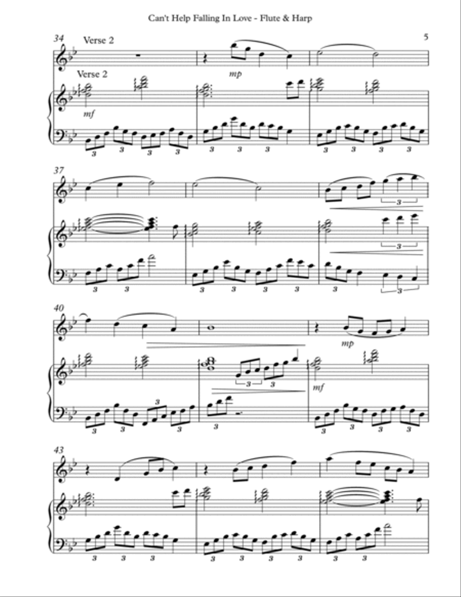 Can't Help Falling In Love Flute scores gallery preview page 5