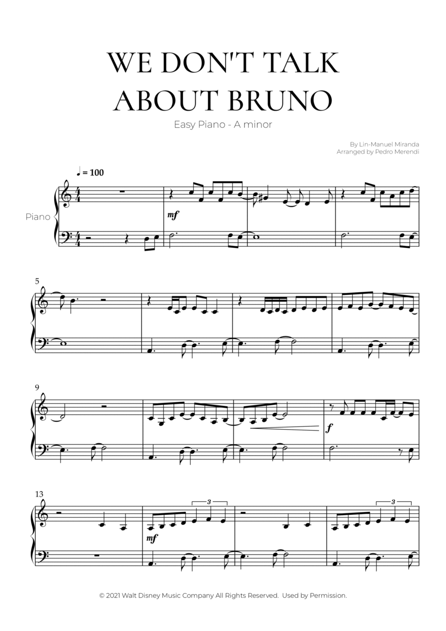 We Don't Talk About Bruno Easy Piano scores gallery preview page 1