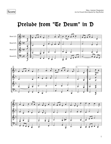 Prelude from "Te Deum" in D for French Horn Quartet image number null