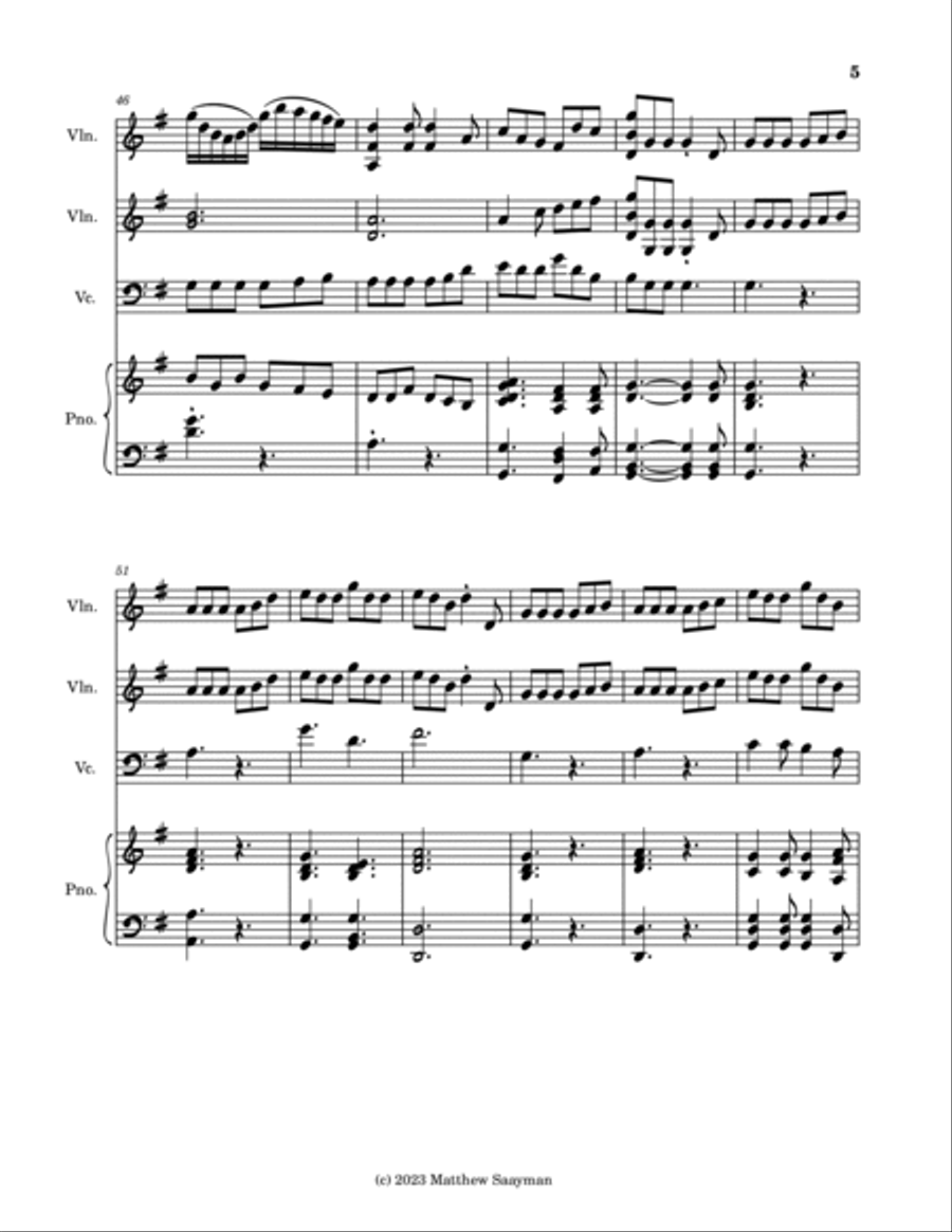 Fiddle Medley - Kesh Jig, Swallowtail Jig, Irish Washerwoman Piano Trio scores gallery preview page 5