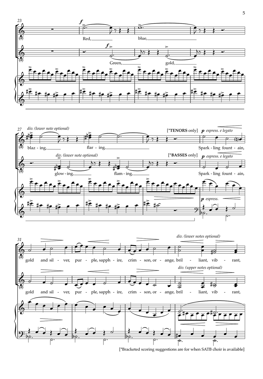 Fireworks (Voices in two parts and piano) 2-Part scores gallery preview page 5