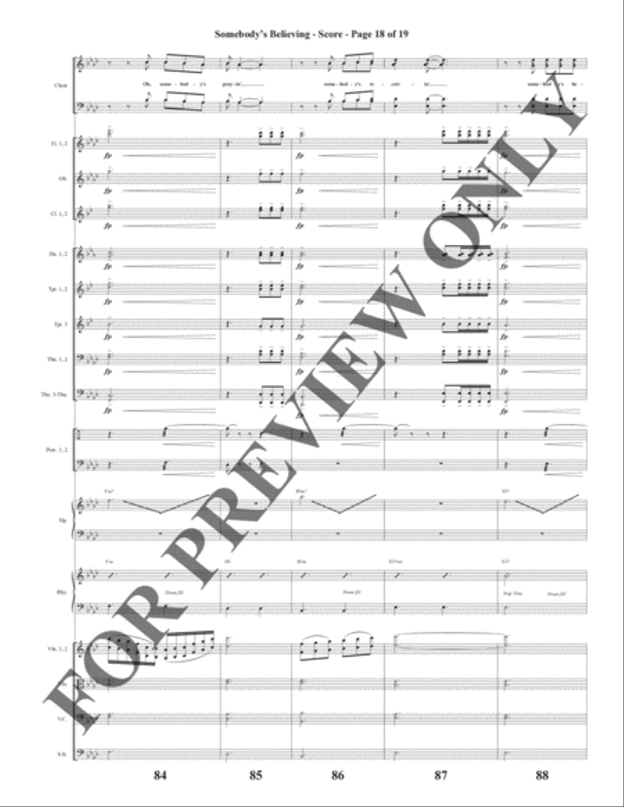 Somebody's Believing - Orchestration Choir scores gallery preview page 19