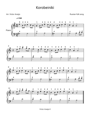 Korobeiniki (from Tetris) - Easy Piano - fingered