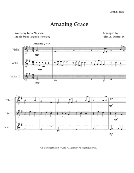 Amazing Grace (Violin Trio) image number null