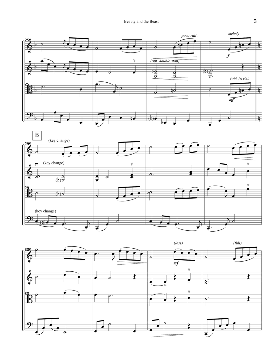 Beauty And The Beast Beauty And The Beast String Quartet scores gallery preview page 4
