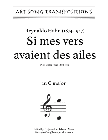 HAHN: Si mes vers avaient des ailes (transposed to D-flat major, C major, and B major)