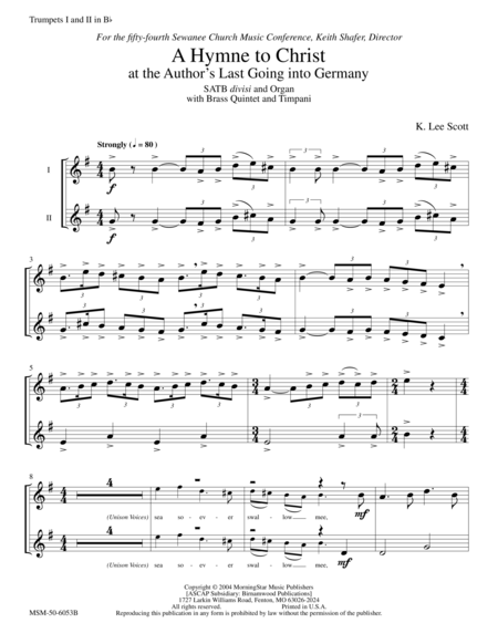 A Hymne to Christ (at the Author's Last Going into Germany) (Downloadable Instrumental Parts)