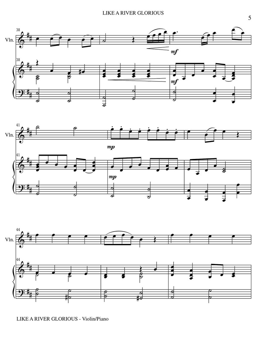 LIKE A RIVER GLORIOUS (Violin Piano and Violin Part) Violin Solo scores gallery preview page 5