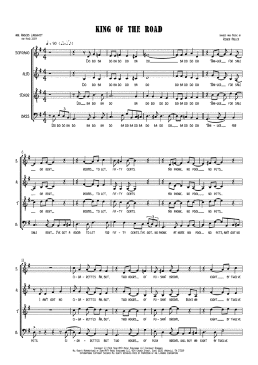 King Of The Road 4-Part scores gallery preview page 1