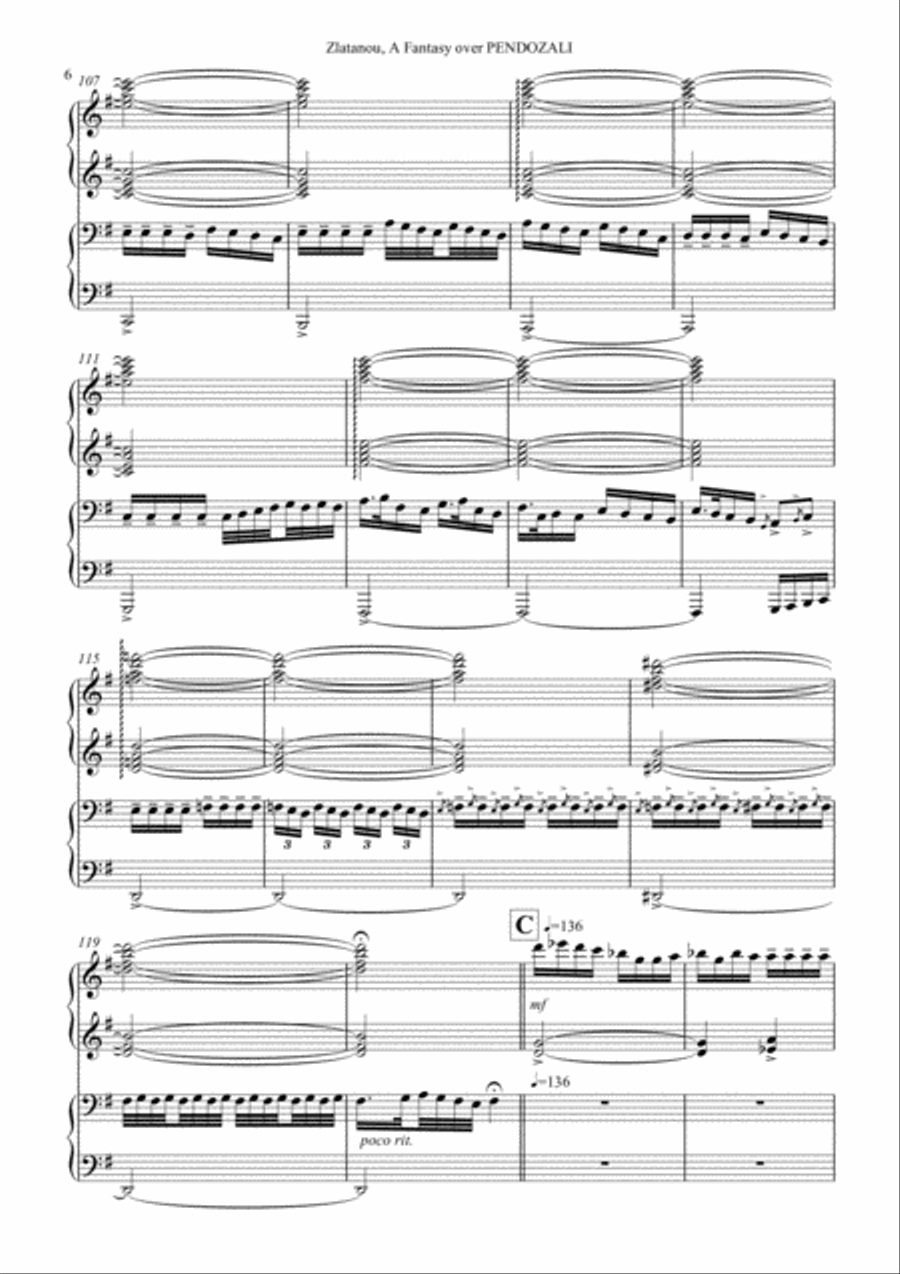 A FANTASY OVER PENDOZALI, for 4 hands, one piano 1 Piano, 4-Hands scores gallery preview page 6