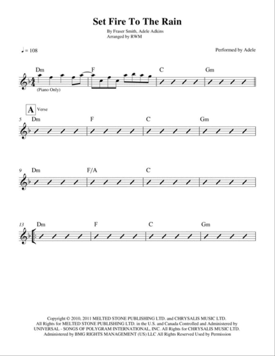 Set Fire To The Rain Piano scores gallery preview page 2