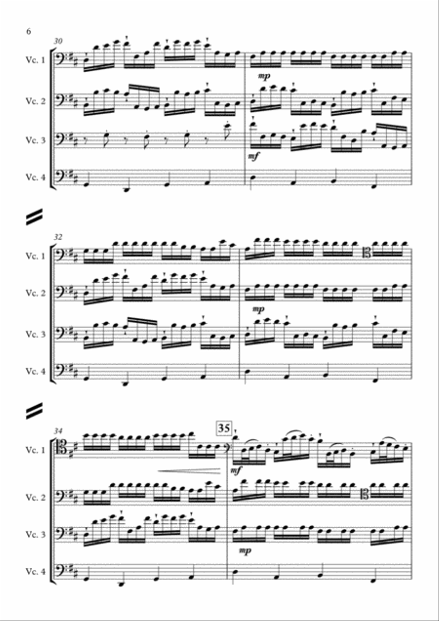 Canon in D (Cello Quartet) Chamber Orchestra scores gallery preview page 6