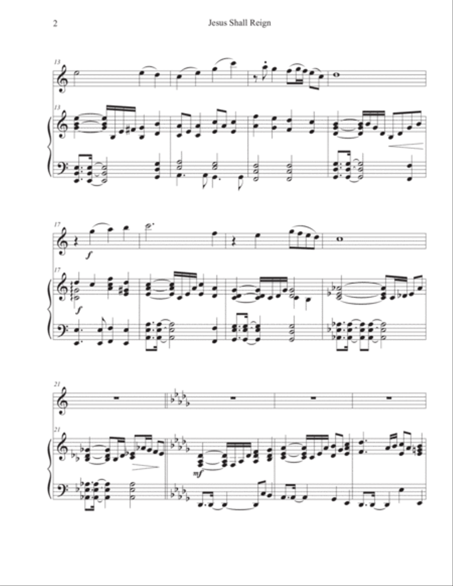 Jesus Shall Reign (Violin-Piano) Violin Solo scores gallery preview page 2