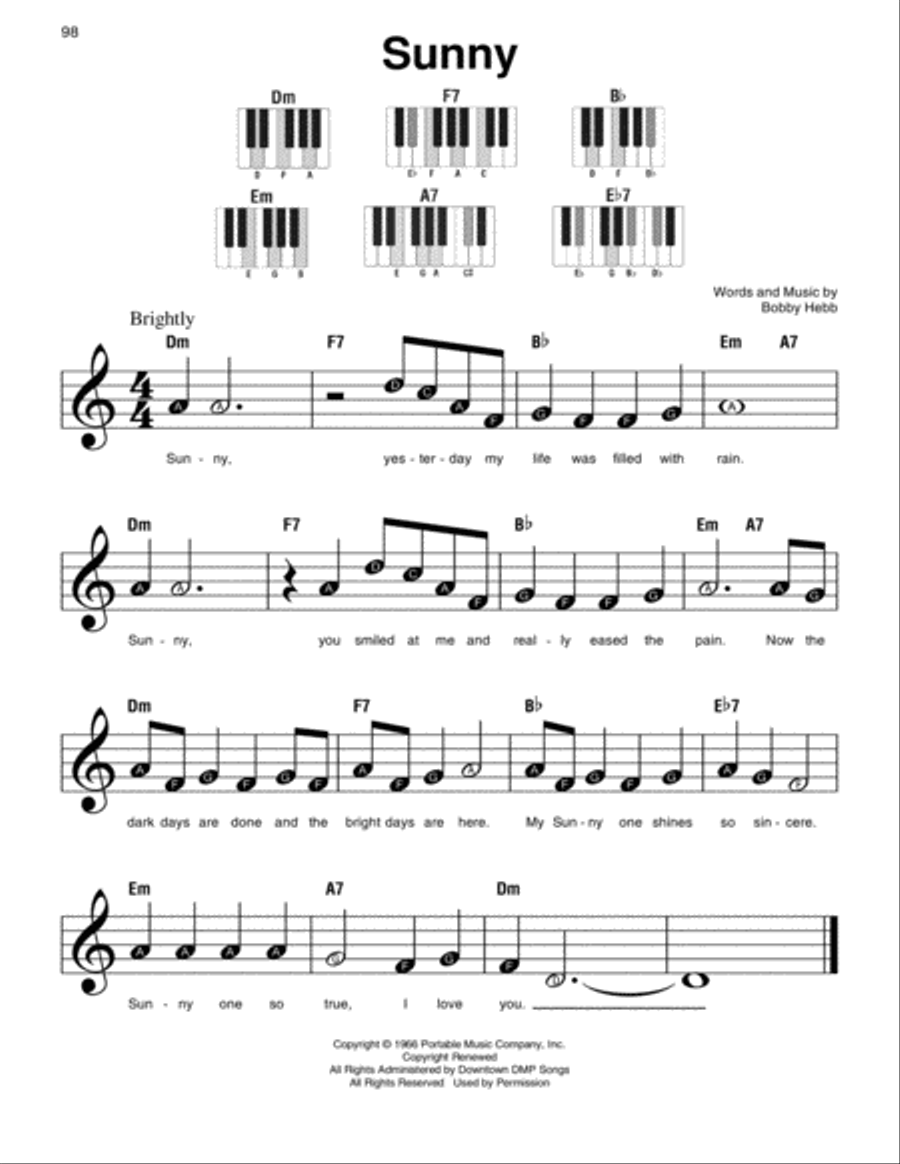 Sunny Easy Piano scores gallery preview page 1