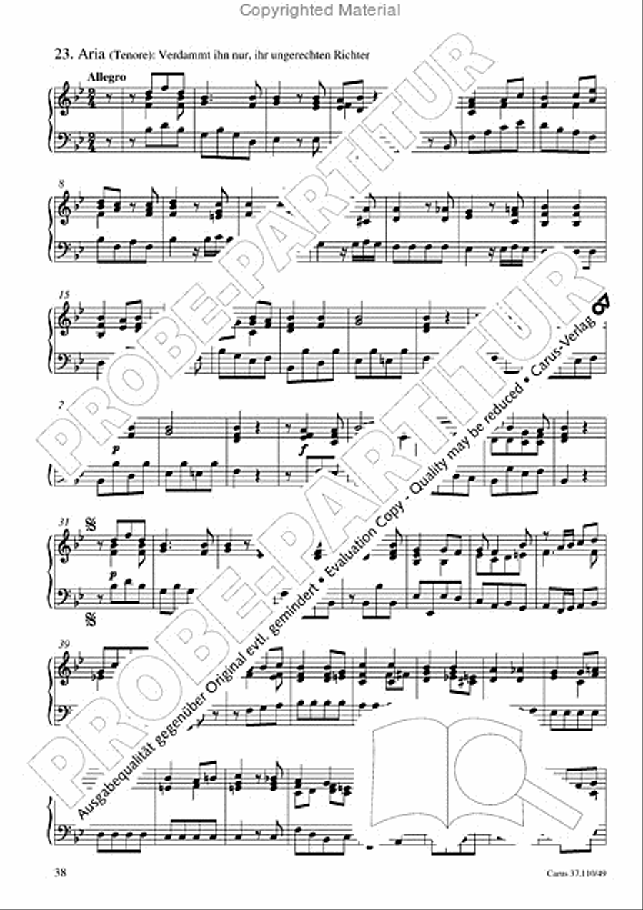 Markuspassion. Werkausgabe Reihe 1, Bd. 7 (Homilius) Organ scores gallery preview page 39