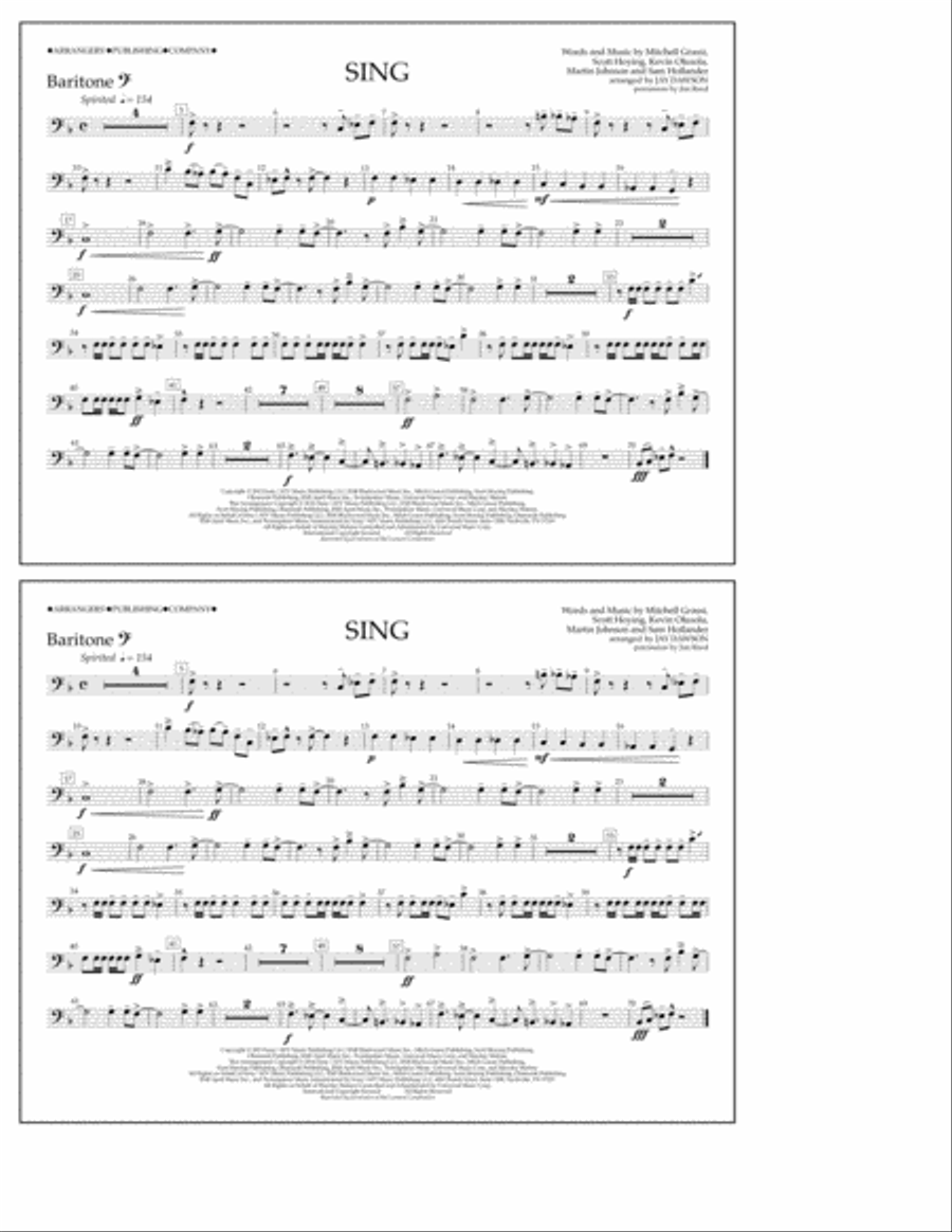 Sing - Baritone B.C. A Cappella scores gallery preview page 1