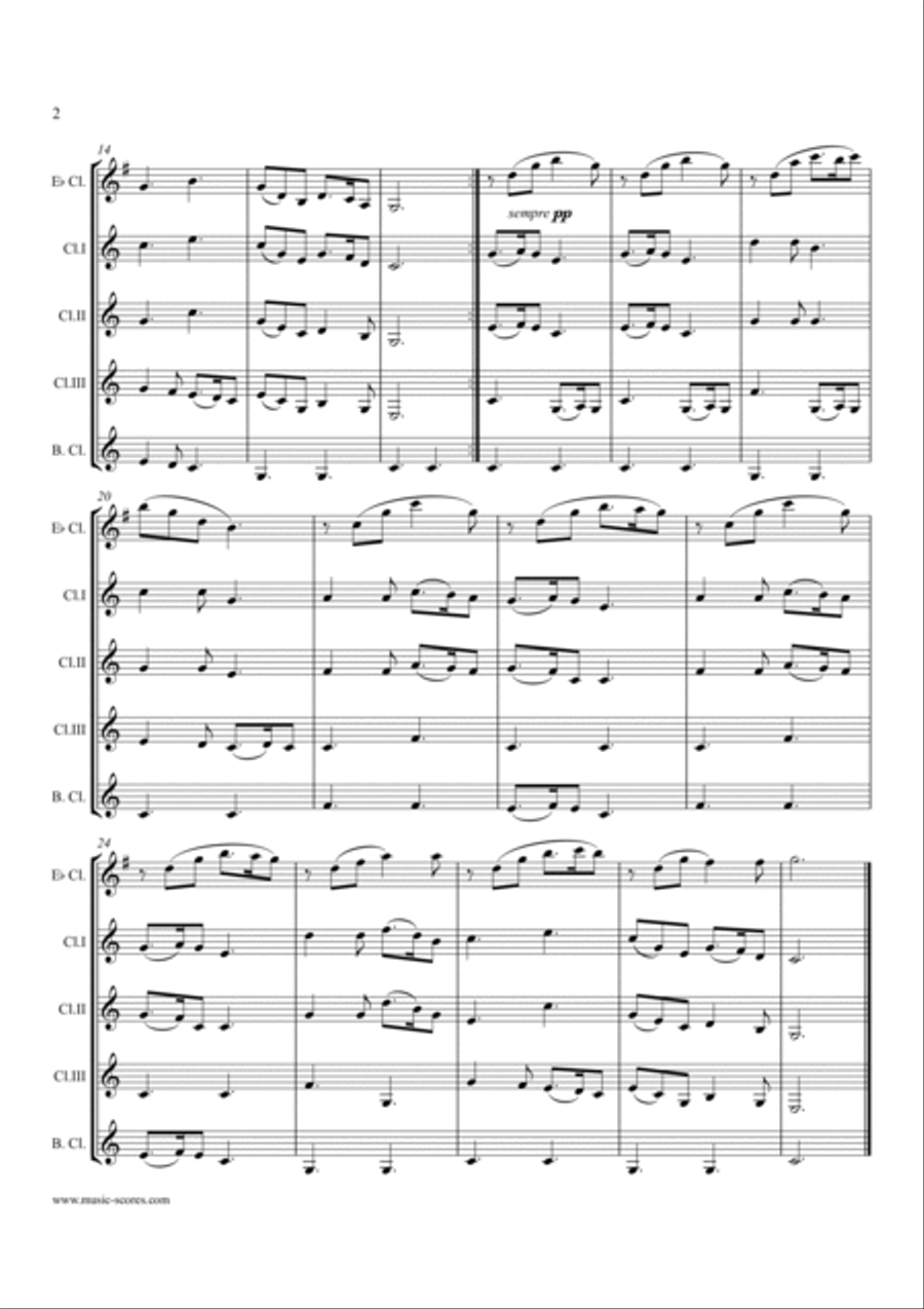 Silent Night - Clarinet quintet - Bb major Clarinet Quintet scores gallery preview page 2