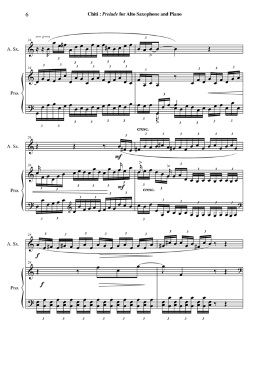 Gian Paolo Chiti: Prelude for alto saxophone and piano Woodwind Duet scores gallery preview page 6