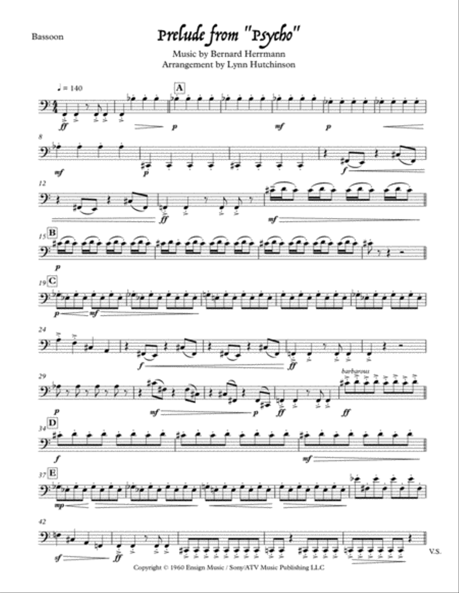 Psycho (prelude) Woodwind Quintet scores gallery preview page 6