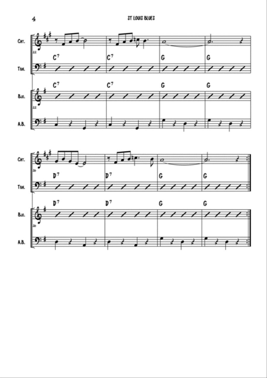 Dixieland jazz band - St Louis Blues Jazz Ensemble scores gallery preview page 4