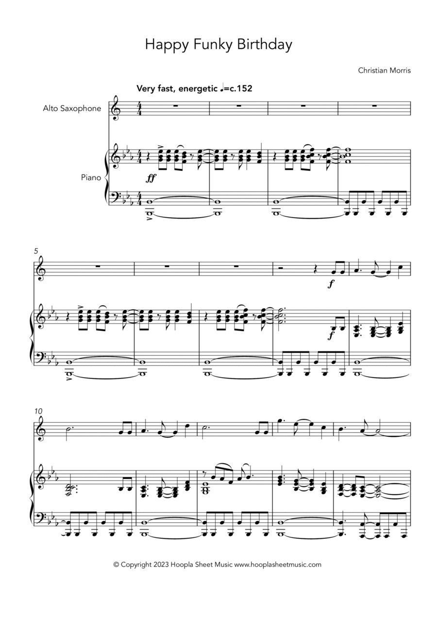 Happy Funky Birthday Alto Saxophone scores gallery preview page 1