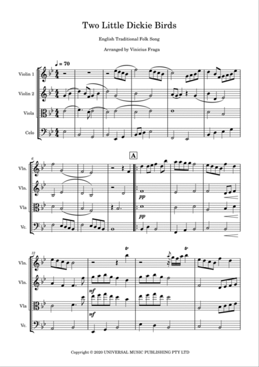 Two Little Dickie Birds Two Little Dickie Birds String Quartet scores gallery preview page 2