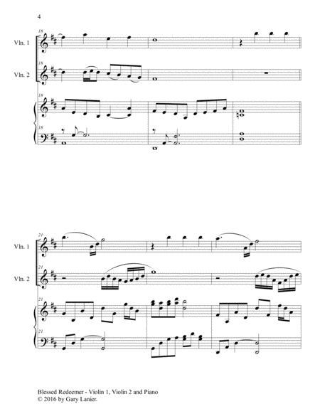 3 FAVORITE HYMNS (Trio - Violin 1, Violin 2 & Piano with Score/Parts) image number null
