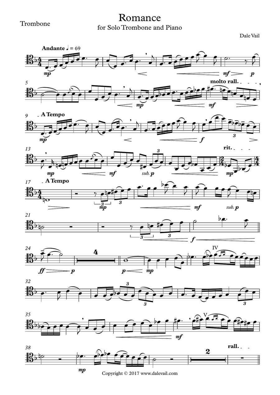 Romance for Trombone and Piano Piano scores gallery preview page 6