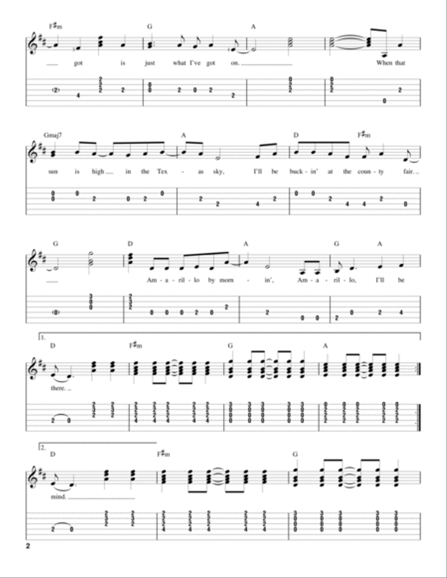 Amarillo By Morning Amarillo By Morning Acoustic Guitar scores gallery preview page 2