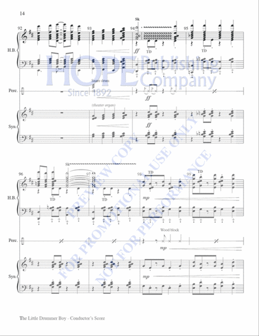 Little Drummer Boy Handbell Choir scores gallery preview page 14